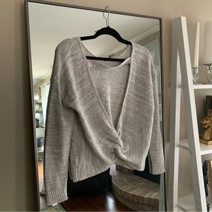 Express Light Gray Open-back Sweater